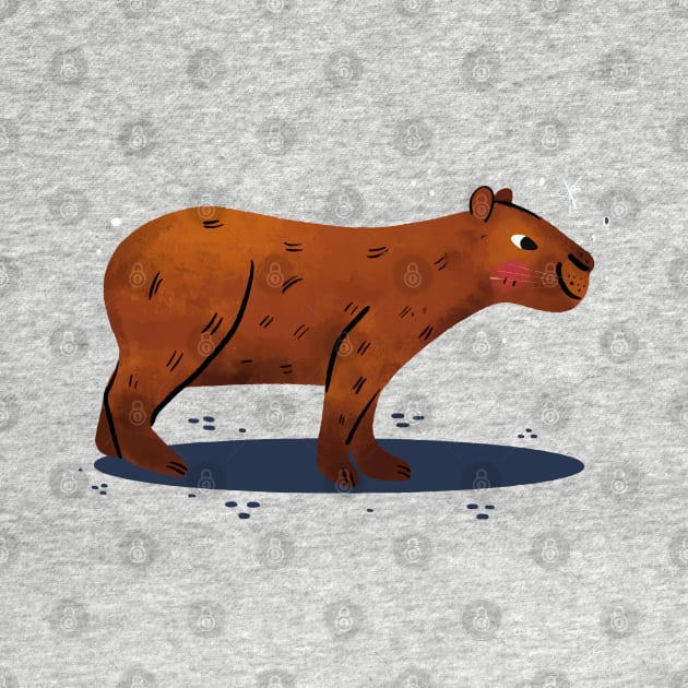 Capybara Painting Hand Drawn by Mako Design 